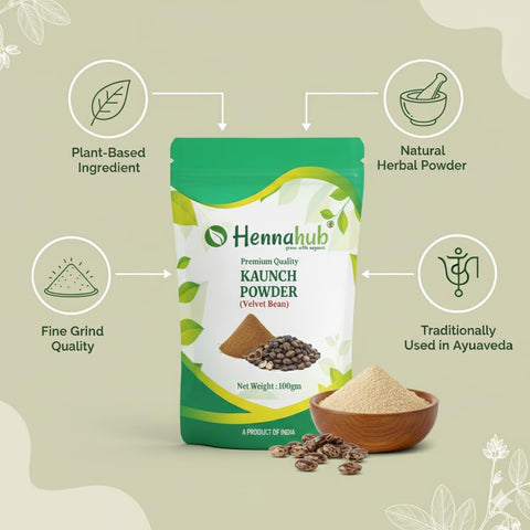 Hennahub Kaunch Powder (Food Grade) 100gm Pack | Pure Mucuna pruriens Seed Powder | Natural Botanical Ingredient for Warm Drinks, Smoothies & Herbal Mixes
