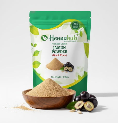 Hennahub Jamun Seed Powder (Food Grade) 100gm Pack | 100% Natural Syzygium cumini Seed Powder | Plant-Based Ingredient for Smoothies & Juices