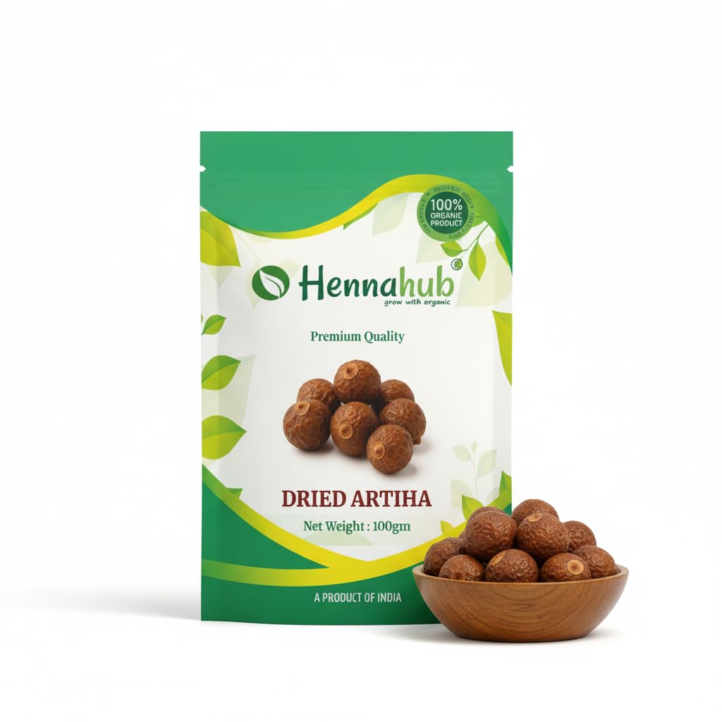 Hennahub Whole Dried Raw Reetha (Sabut) 100gm Pack | 100% Natural Soapnut for Hair Cleansing | Ayurvedic Herbal Shampoo Base | Chemical-Free & Pure