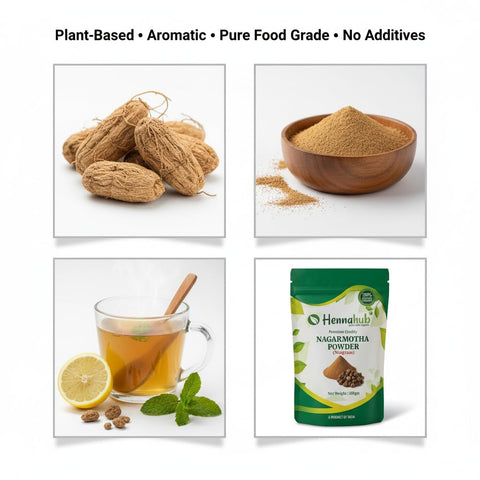 Hennahub Nagarmotha Powder (Food Grade) 100gm Pack | 100% Natural Cyperus scariosus Root Powder | Traditional Herbal Ingredient for Teas & Blends