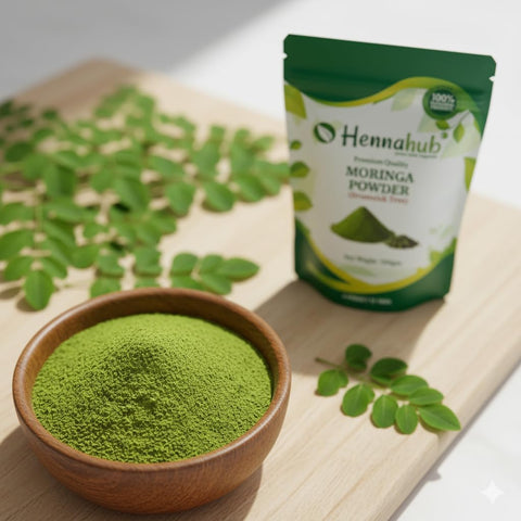 Hennahub Moringa Powder (Food Grade) 100gm Pack | 100% Pure Moringa Oleifera Leaf Powder | Natural Green Superfood for Smoothies, Juices & Cooking