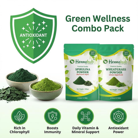Hennahub Advanced Skin & Blood Detox Combo | Manjistha, Mulethi, Nagarmotha, Wheatgrass & Spirulina Powder | Pack of 5 × 100g | Skin Glow, Detox Cleanse, Immunity & Daily Nutrition | Ayurvedic Purifying Blend
