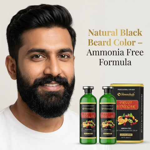 Fruit Vinegar Gel Natural Hair Black Color for Both Men, Women (500ml x 2) - with Gloves
