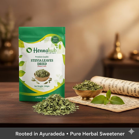 Hennahub Whole Dried Raw Stevia Leaves (Sabut) 100gm Pack | 100% Natural Food Grade Herbal Sweetener | Zero Calorie Sugar Substitute for Tea, Coffee & Juices