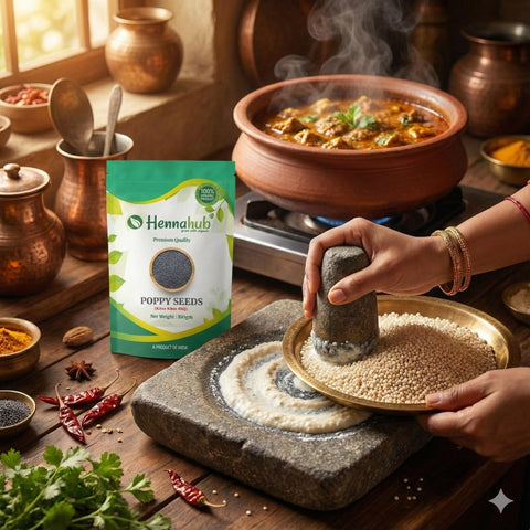 Hennahub Poppy Seeds (Khus Khus) 100gm | Premium White Poppy / Posta Dana / Khas Khas | Food Grade Seeds for Baking, Indian Gravies, Sweets, Thickening & Traditional Cooking