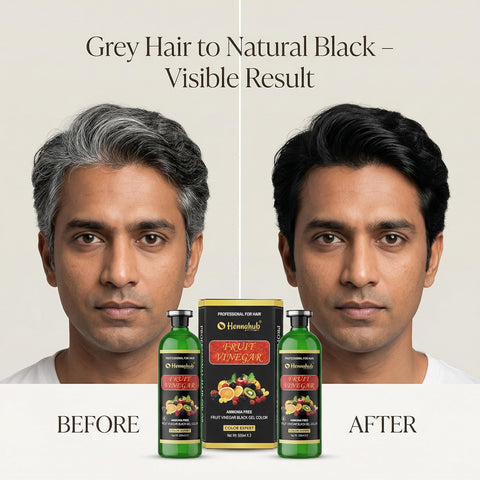 Fruit Vinegar Gel Natural Hair Black Color for Both Men, Women (500ml x 2) - with Gloves